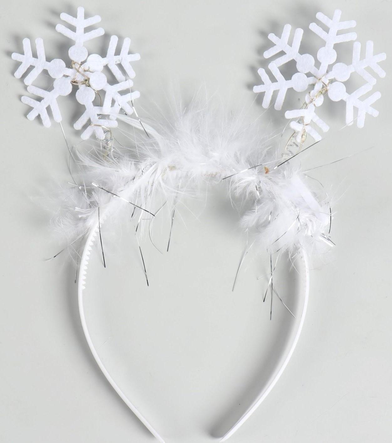 Карнавальный ободок «Снежинка 2» с голубыми диодами