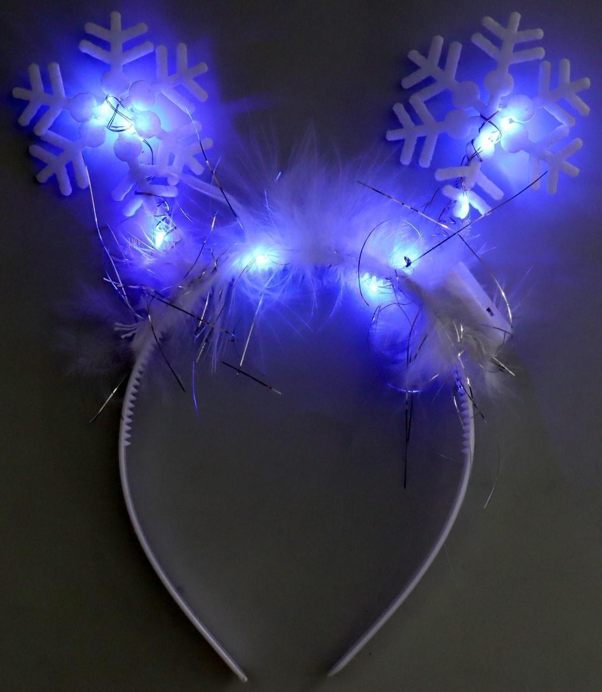 Карнавальный ободок «Снежинка 2» с голубыми диодами