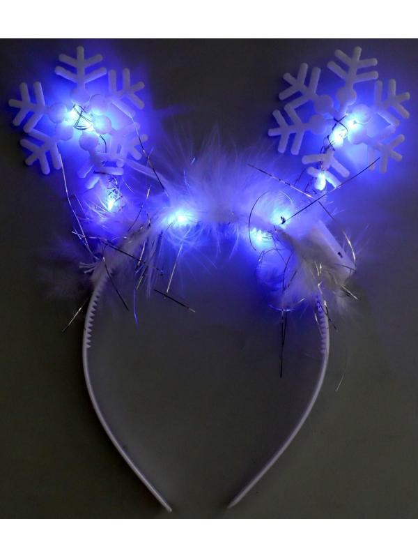 Карнавальный ободок «Снежинка 2» с голубыми диодами