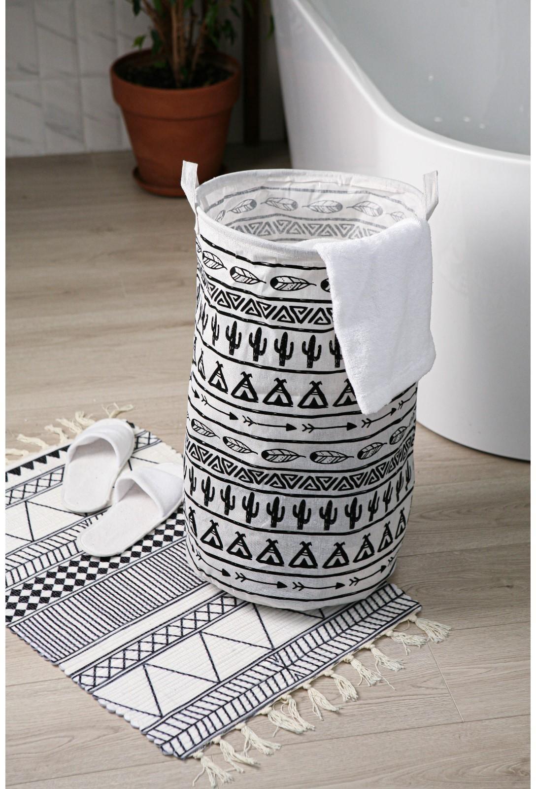 Коврик для ванной Доляна «Индиго», 47×80 см, цвет чёрно-белый