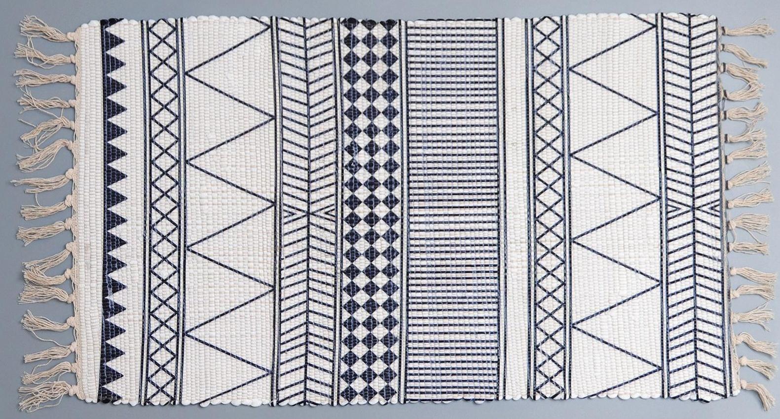 Коврик для ванной Доляна «Индиго», 47×80 см, цвет чёрно-белый