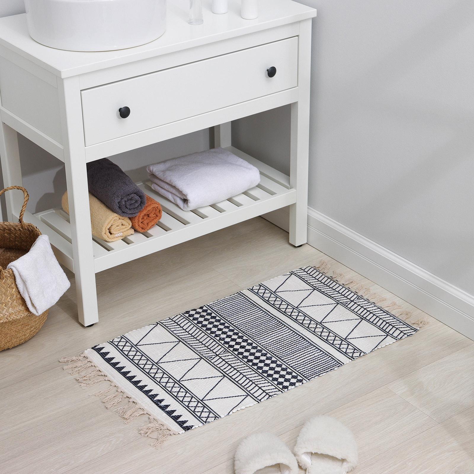 Коврик для ванной Доляна «Индиго», 47×80 см, цвет чёрно-белый