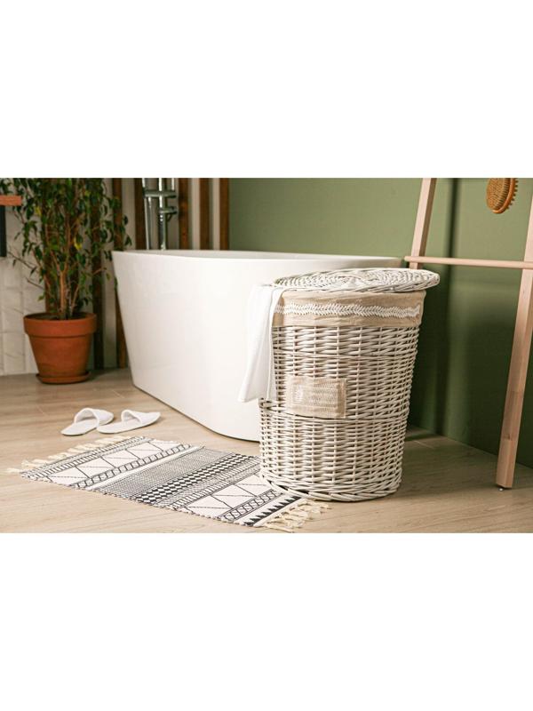 Коврик для ванной Доляна «Индиго», 47×80 см, цвет чёрно-белый