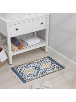 Коврик для ванной Доляна «Индиго», 48×79 см, цвет бело-жёлтый