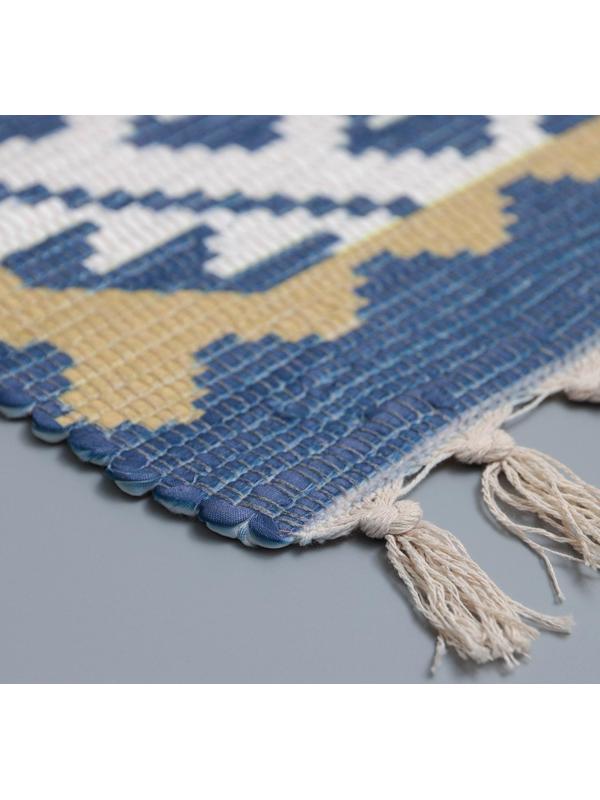 Коврик для ванной Доляна «Индиго», 48×79 см, цвет бело-жёлтый