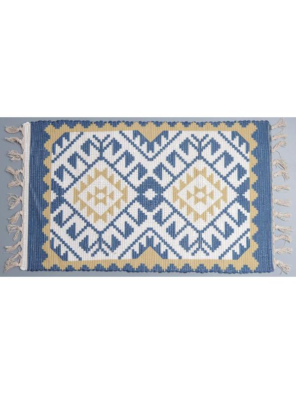 Коврик для ванной Доляна «Индиго», 48×79 см, цвет бело-жёлтый