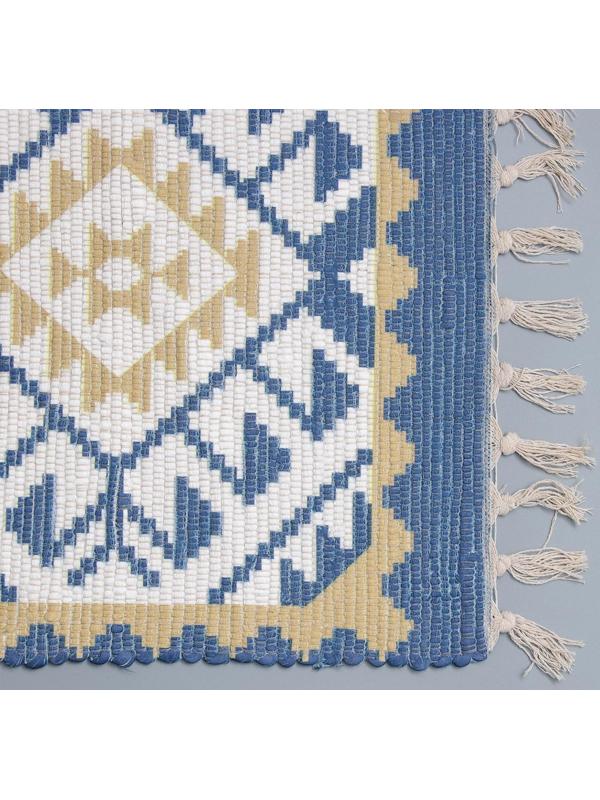 Коврик для ванной Доляна «Индиго», 48×79 см, цвет бело-жёлтый