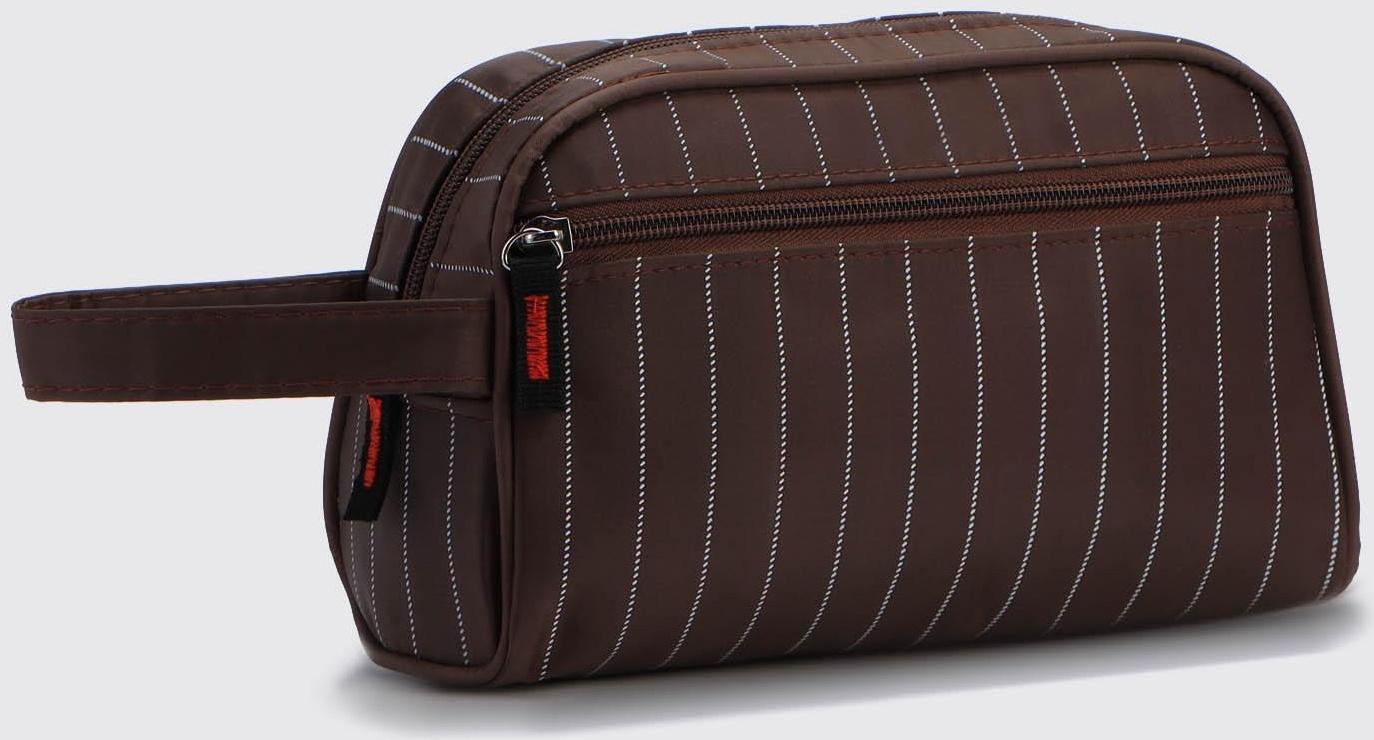 Косметичка на молнии, наружный карман, цвет коричневый