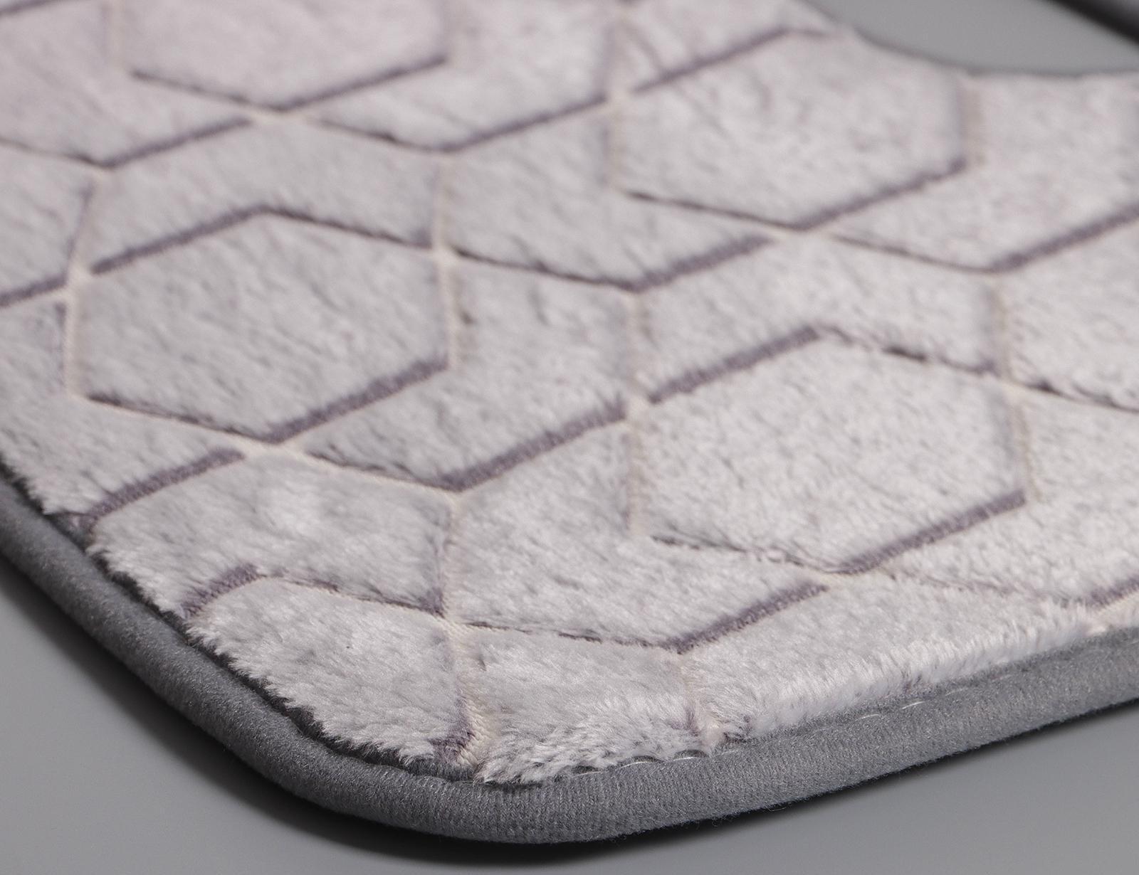 Набор ковриков для ванной и туалета Доляна «Светящиеся фигуры», 2 шт: 50×80, 50×40 см, цвет серый