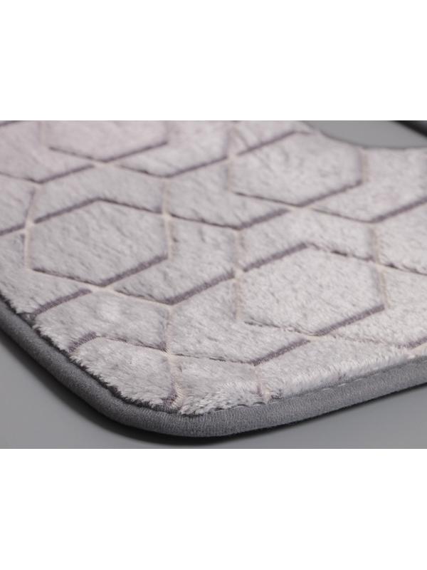 Набор ковриков для ванной и туалета Доляна «Светящиеся фигуры», 2 шт: 50×80, 50×40 см, цвет серый