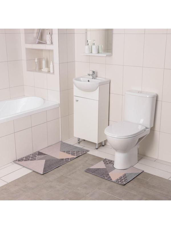 Набор ковриков для ванной и туалета Доляна «Дора», 2 шт: 50×80, 50×40 см