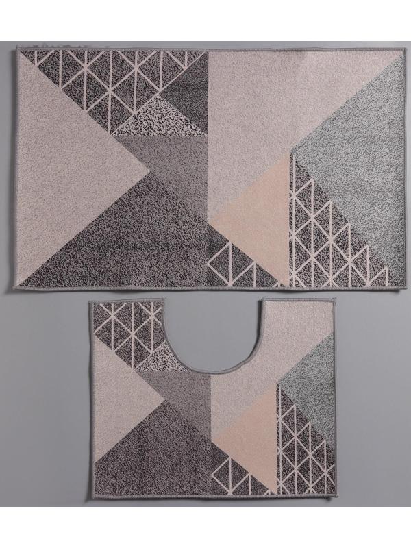 Набор ковриков для ванной и туалета Доляна «Дора», 2 шт: 50×80, 50×40 см