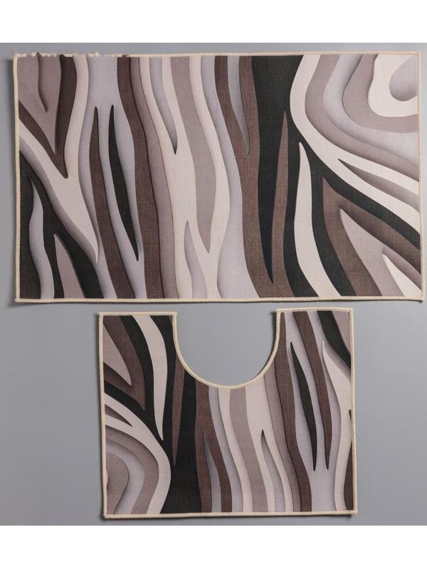 Набор ковриков для ванной и туалета Доляна «Песок», 2 шт: 50×80, 50×40 см