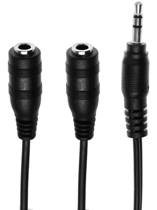 Кабель-разветвитель LuazON Jack 3.5 (m) - 2хJack 3.5 (f), для 2-х наушников, 0.1 м, черный