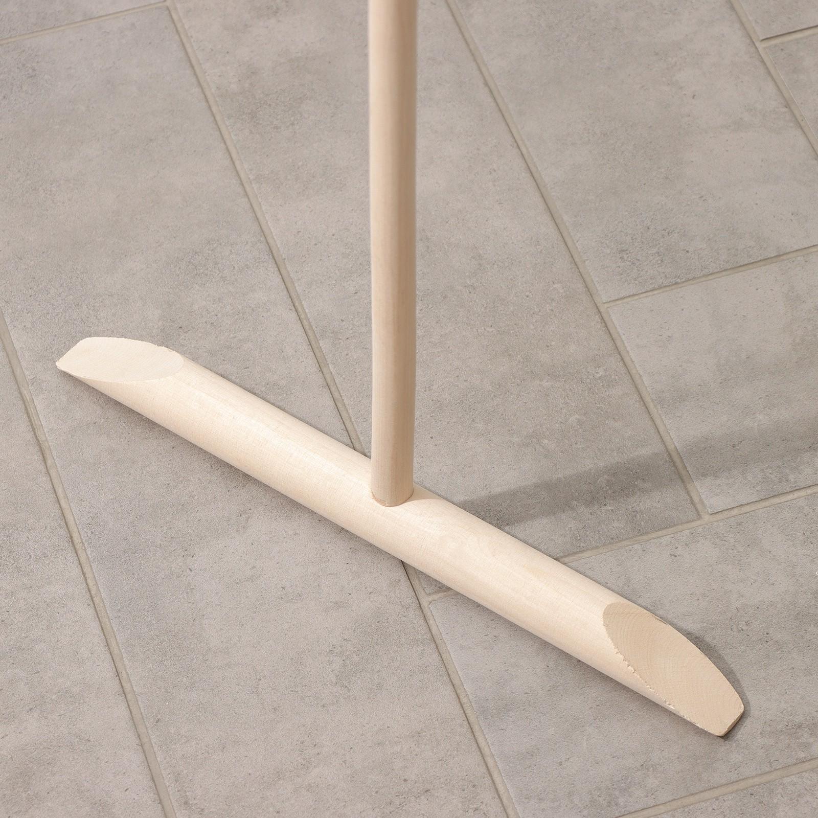 Швабра деревянная для мытья пола, 120 см, с резьбой, берёза ВС, колодка 40 см