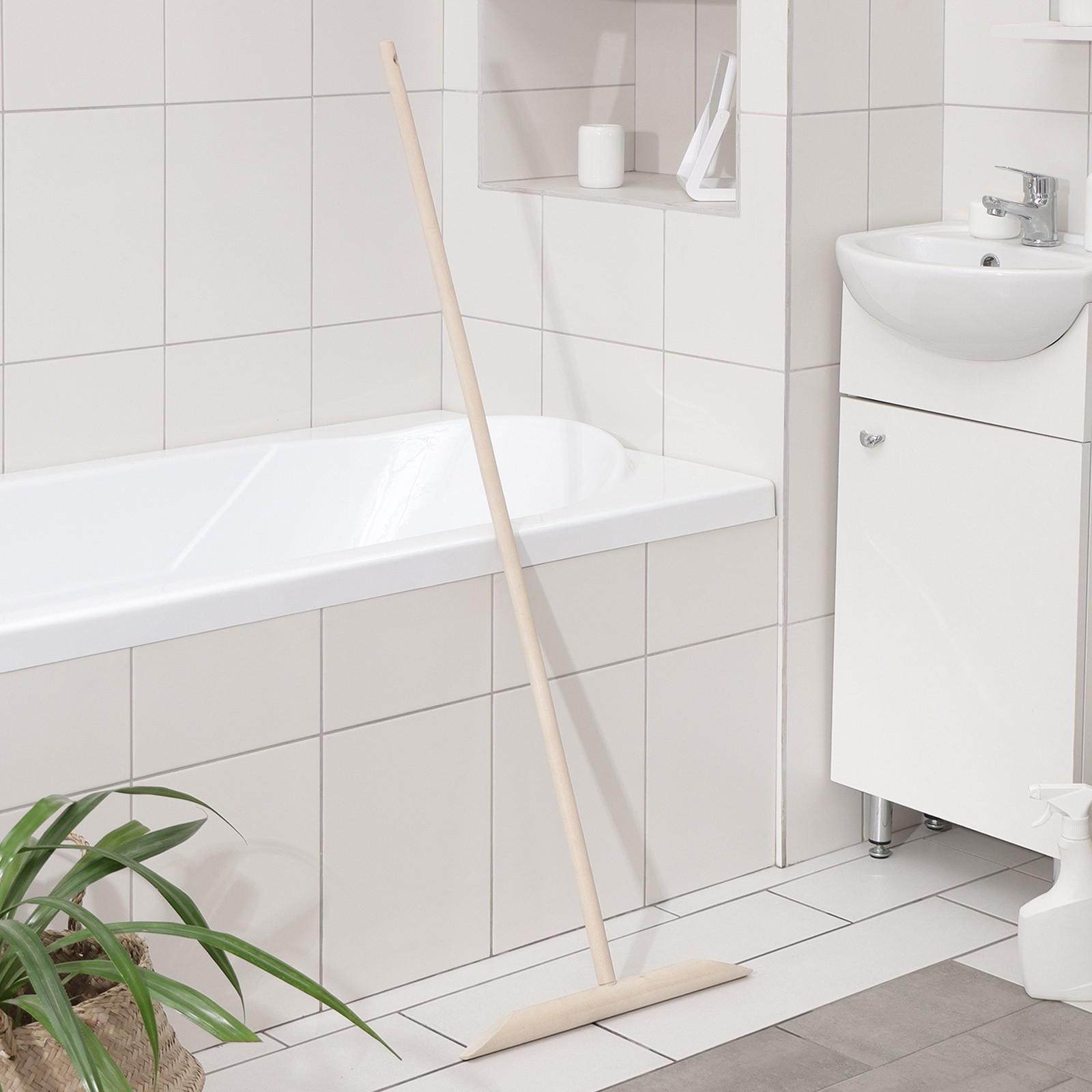 Швабра деревянная для мытья пола, 120 см, с резьбой, берёза ВС, колодка 40 см