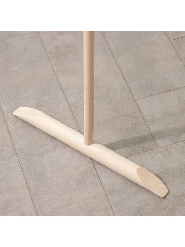 Швабра деревянная для мытья пола, 120 см, с резьбой, берёза ВС, колодка 40 см