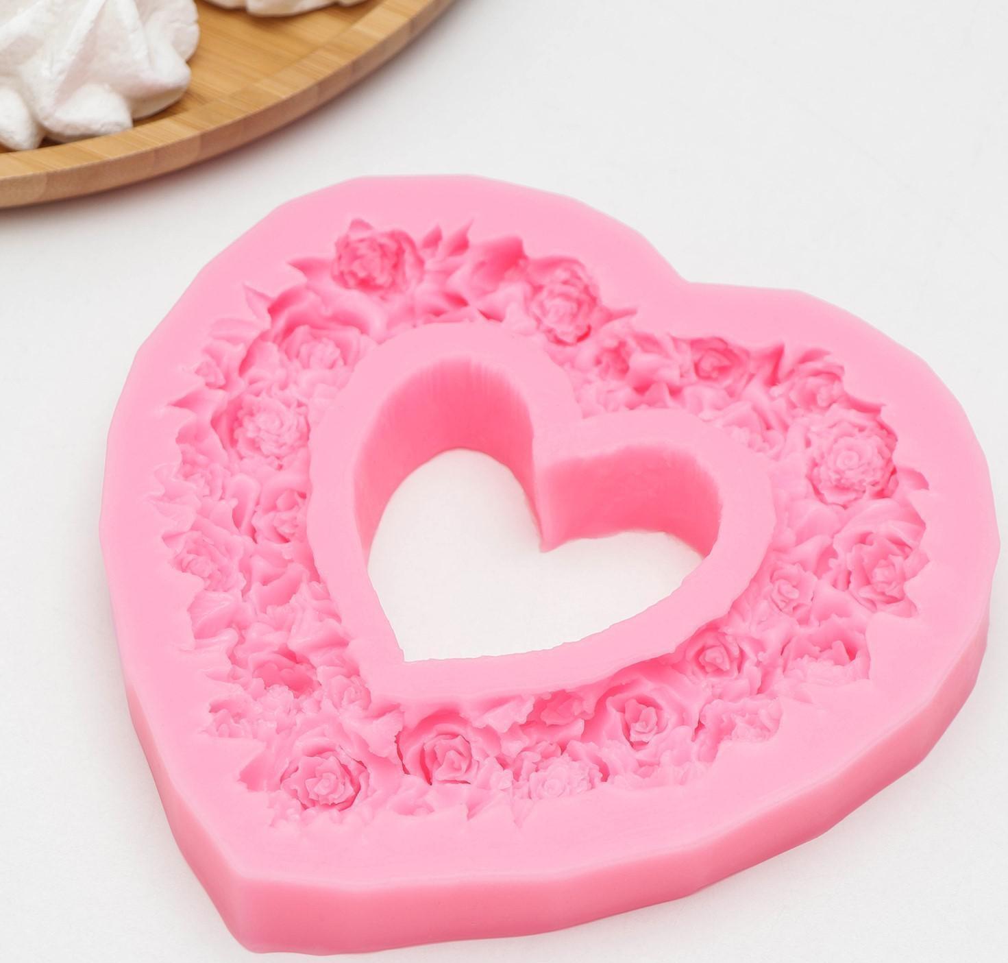 Молд «Розовое сердце», 16×16×2 см, цвет МИКС