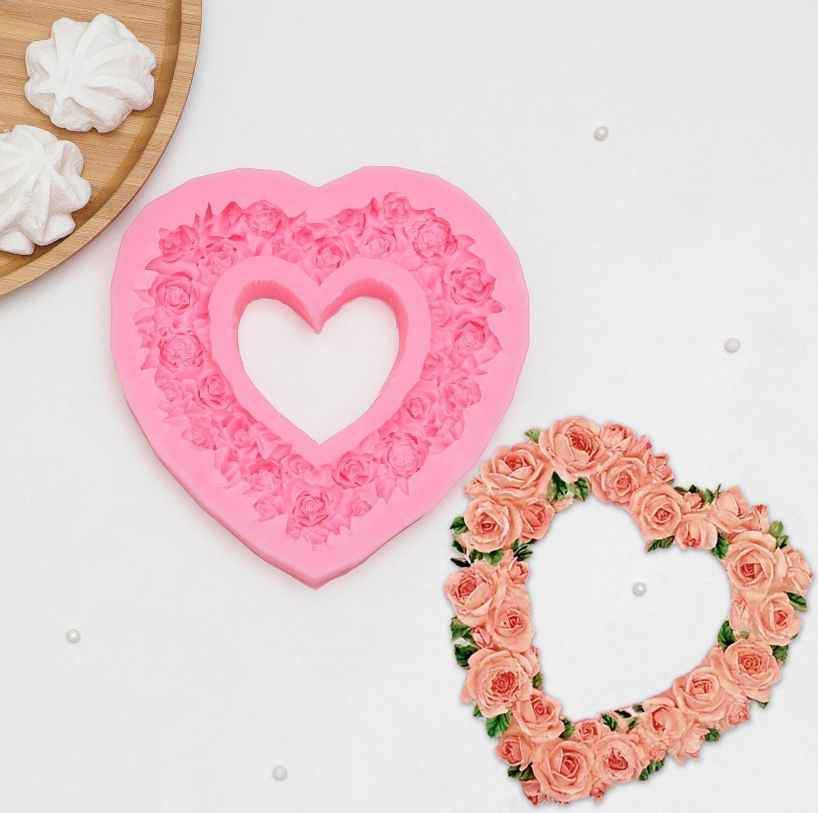 Молд «Розовое сердце», 16×16×2 см, цвет МИКС