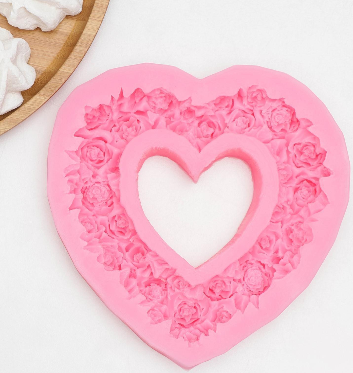 Молд «Розовое сердце», 16×16×2 см, цвет МИКС