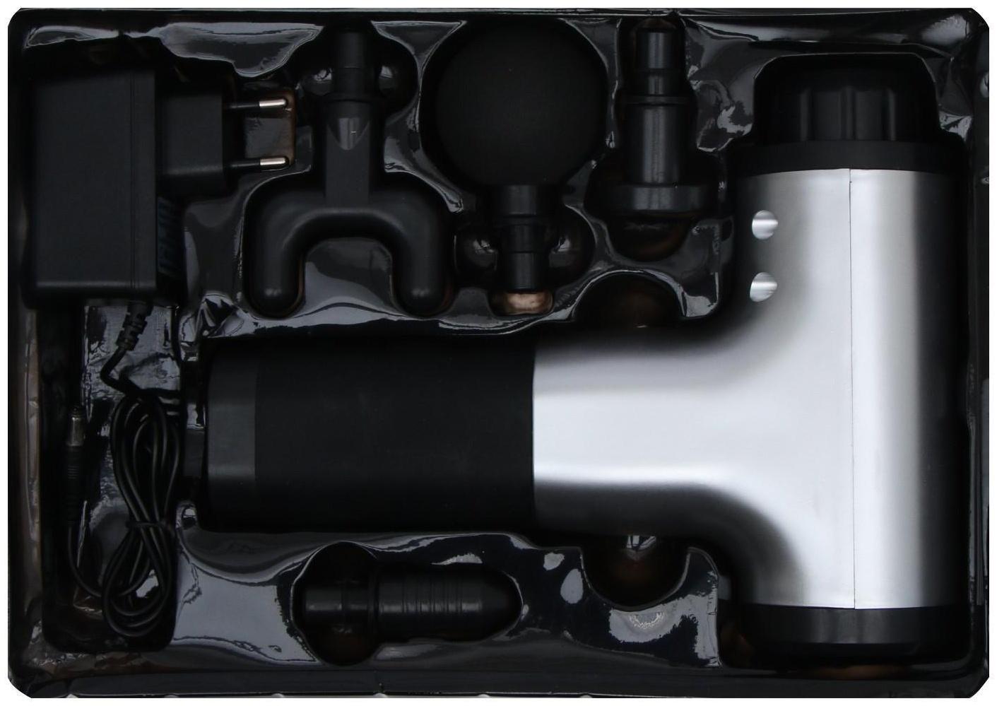 Массажёр для тела Luazon LEM-42, перкуссионный, 4 насадки, 6 скоростей, от АКБ