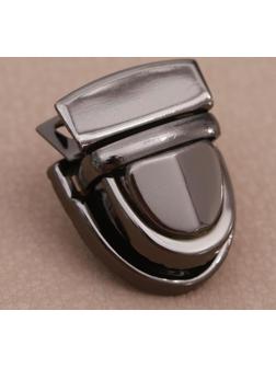 Застёжка для сумки, 3 × 2 см, цвет чёрный никель