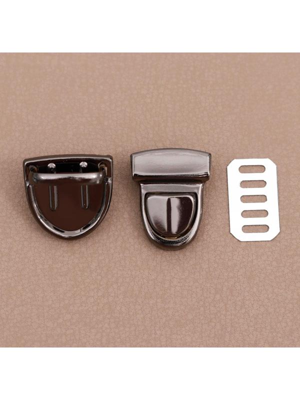 Застёжка для сумки, 3 × 2 см, цвет чёрный никель