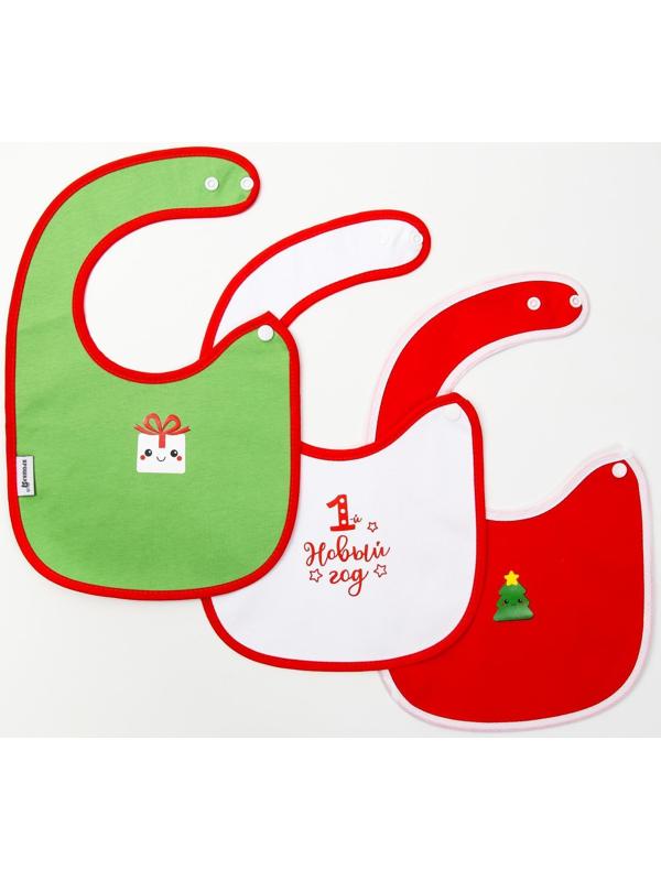 Набор непромокаемых нагрудников «Праздничный», 3 шт., махра, новогодняя подарочная упаковка