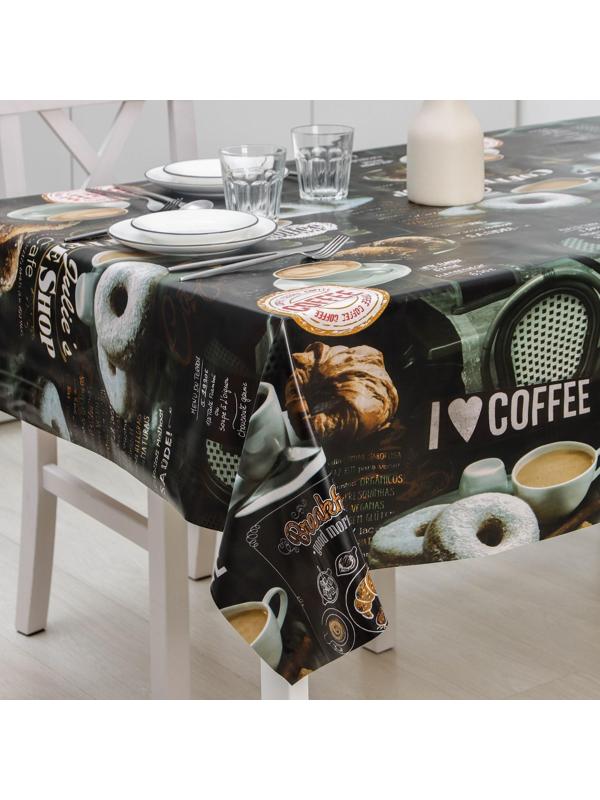 Клеёнка столовая на тканевой основе Доляна «Я люблю кофе», рулон 20 метров, ширина 137 см