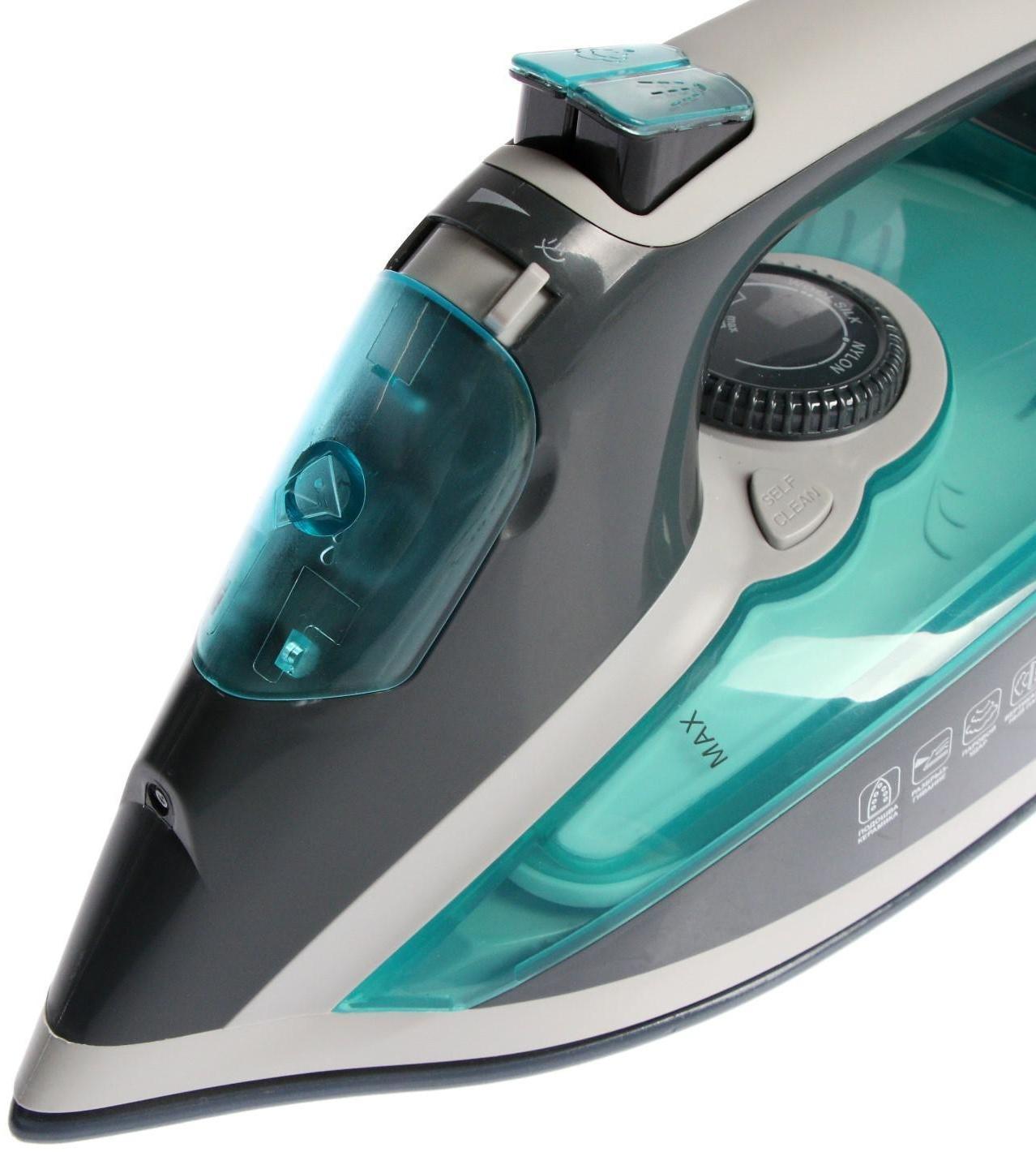 Утюг Sakura SA-3061CG Premium, 2600 Вт, керамическая подошва, 400 мл, серо-бирюзовый