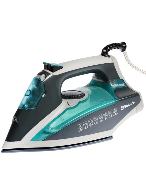 Утюг Sakura SA-3061CG Premium, 2600 Вт, керамическая подошва, 400 мл, серо-бирюзовый