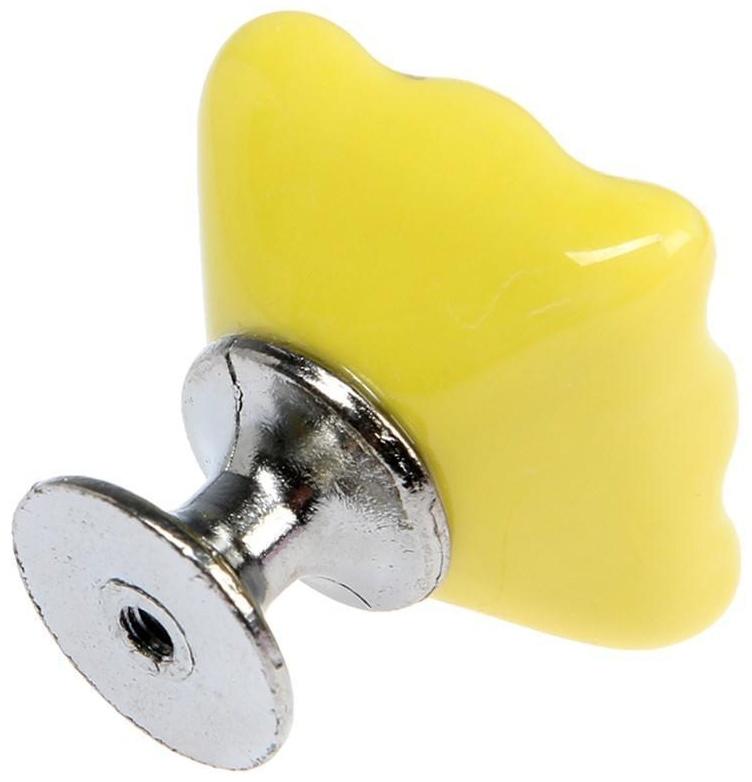 Ручка кнопка, керамическая, цвет желтый