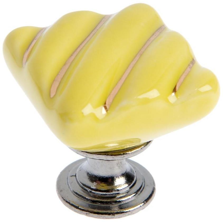 Ручка кнопка, керамическая, цвет желтый