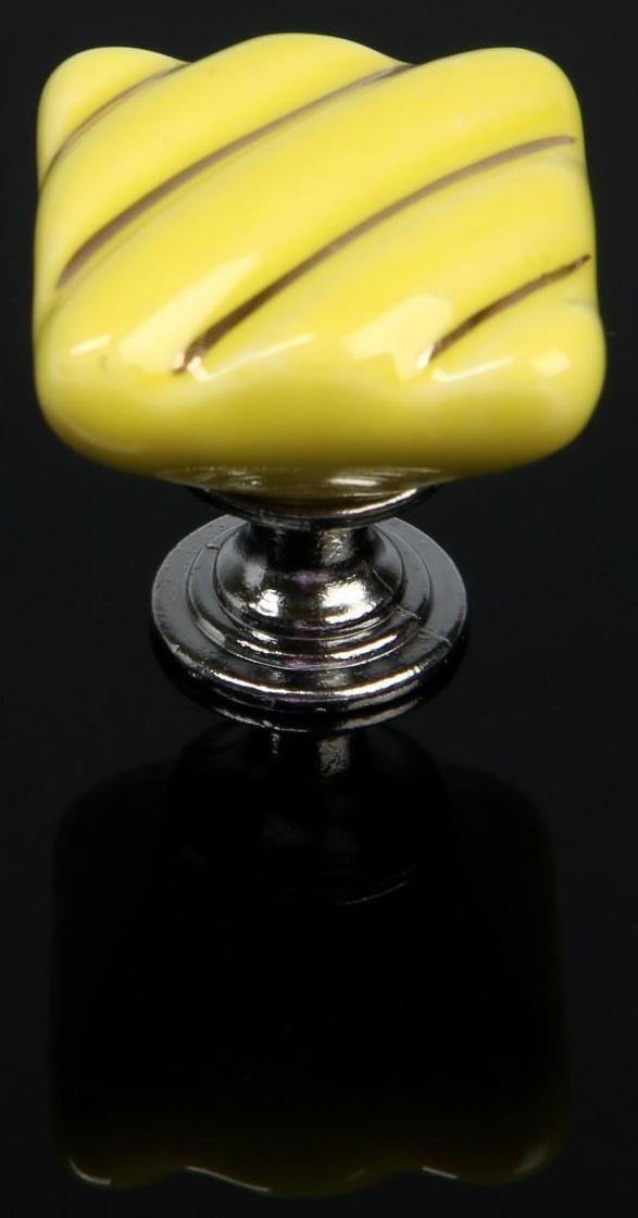 Ручка кнопка, керамическая, цвет желтый