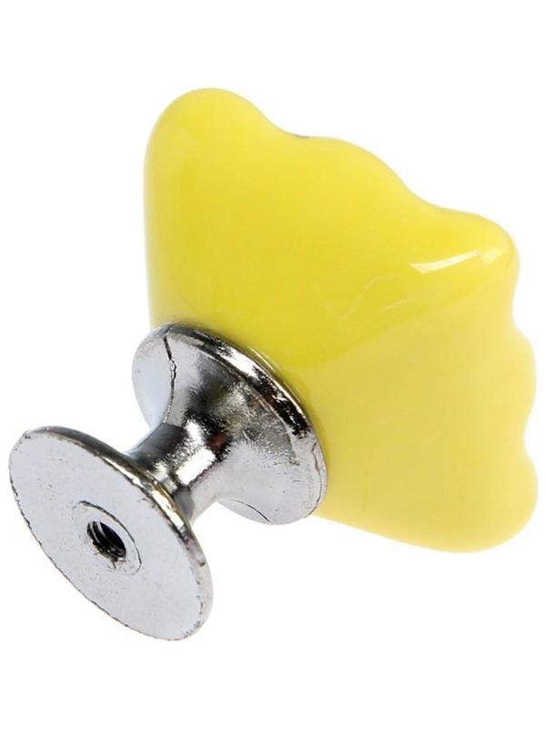 Ручка кнопка, керамическая, цвет желтый