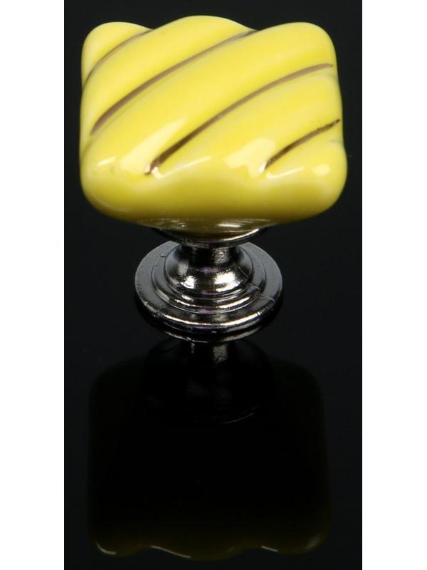 Ручка кнопка, керамическая, цвет желтый