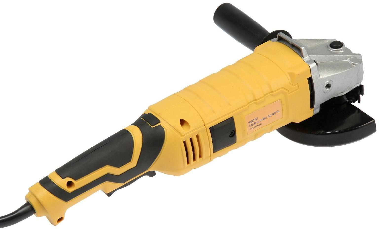 УШМ ТУНДРА, обрезиненная рукоятка, 1000 Вт, 11000 об/мин, 125 мм
