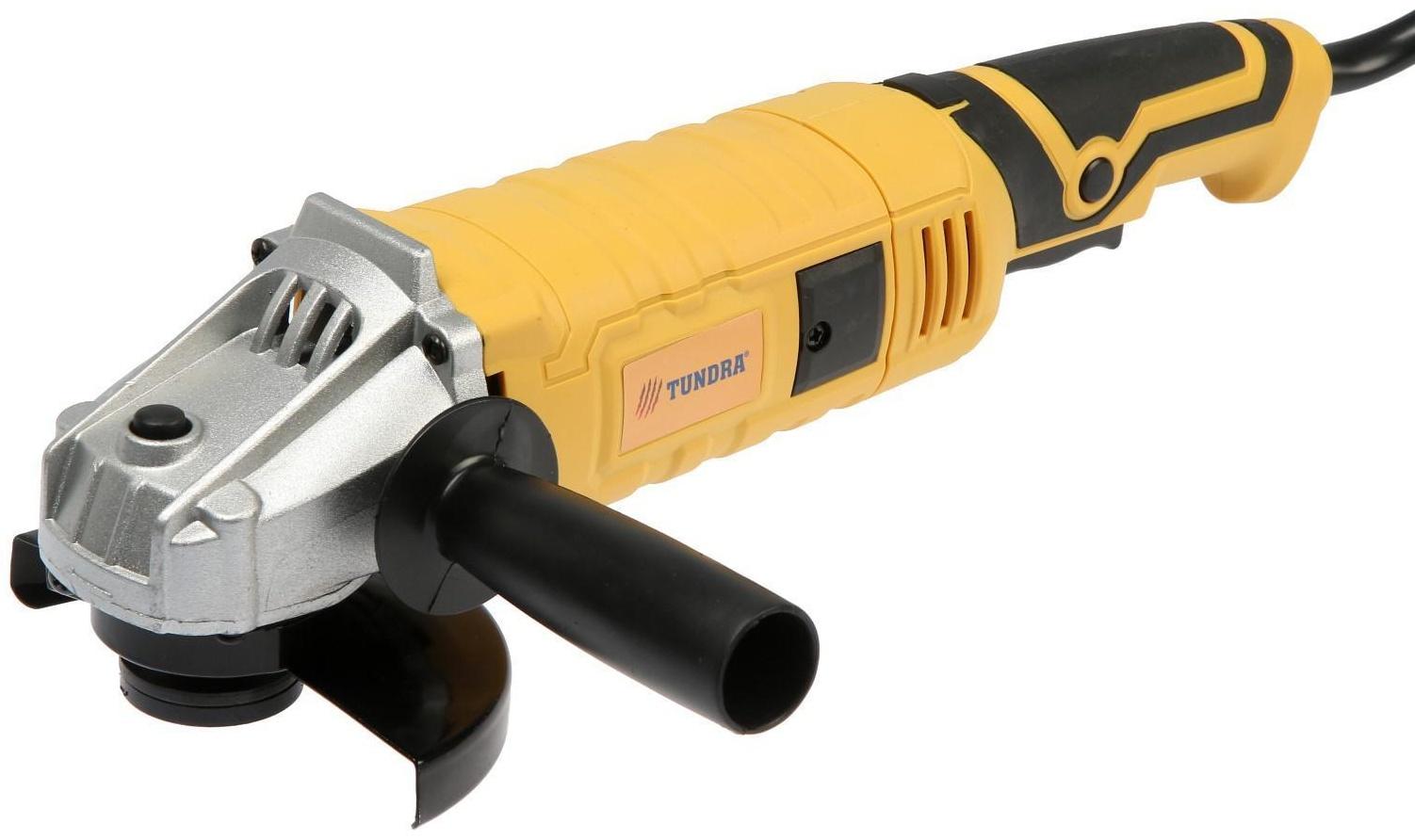 УШМ ТУНДРА, обрезиненная рукоятка, 1000 Вт, 11000 об/мин, 125 мм