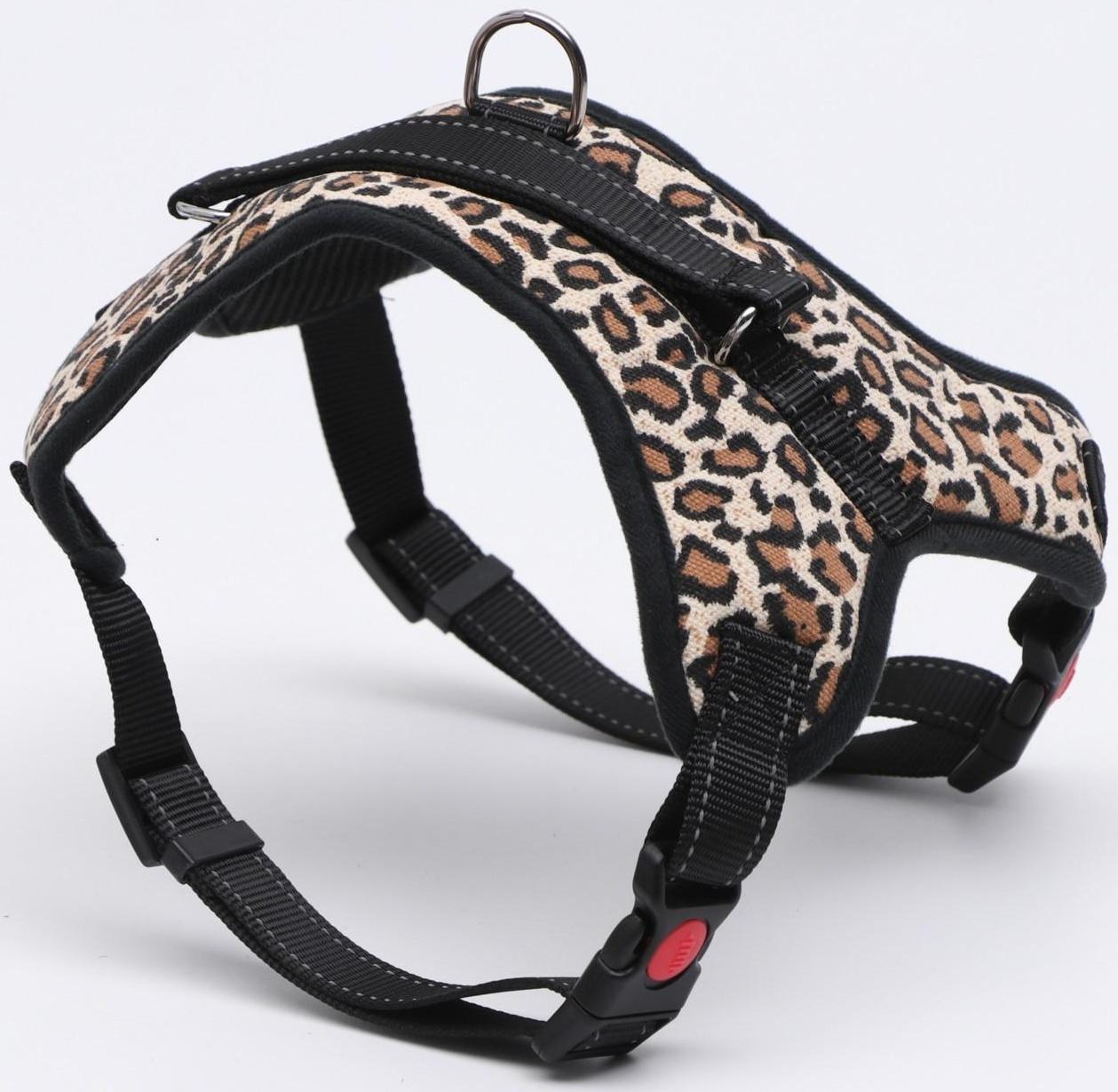 Шлейка мягкая со светоотражающаяи, XL, расширенная (ОШ 54-69, ОГ 64-86 см), леопард