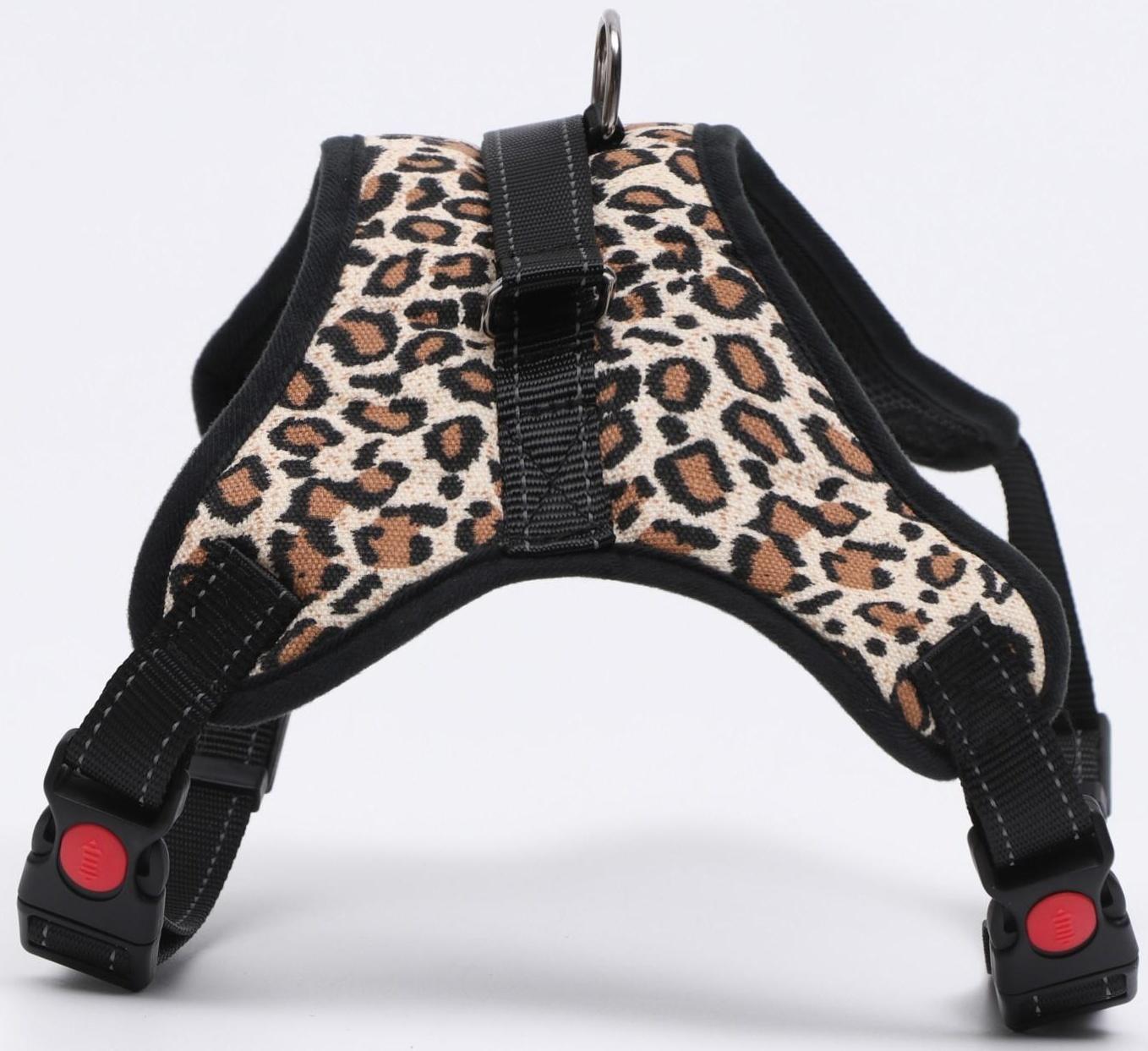 Шлейка мягкая со светоотражающаяи, XL, расширенная (ОШ 54-69, ОГ 64-86 см), леопард