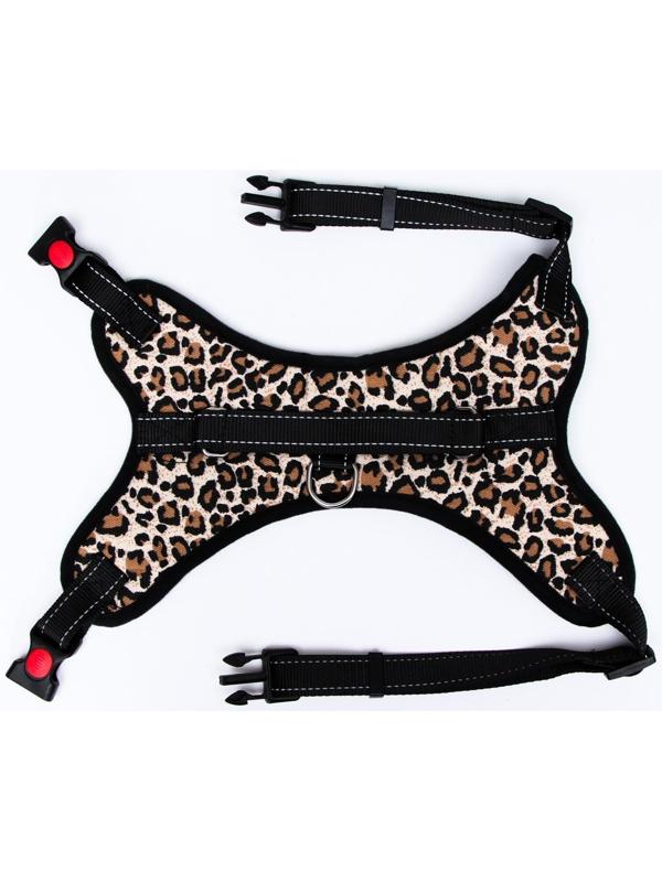 Шлейка мягкая со светоотражающаяи, XL, расширенная (ОШ 54-69, ОГ 64-86 см), леопард