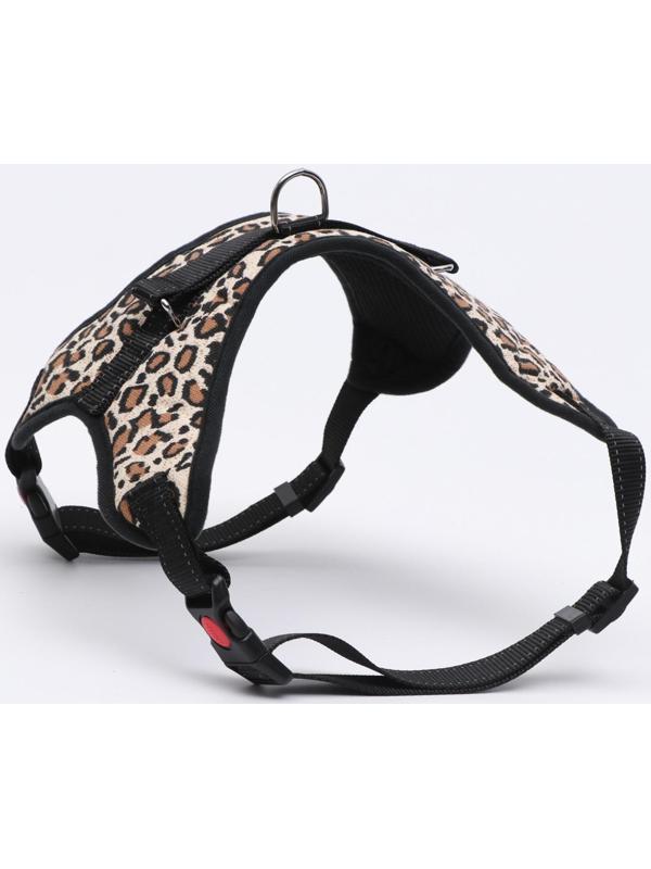 Шлейка мягкая со светоотражающаяи, XL, расширенная (ОШ 54-69, ОГ 64-86 см), леопард