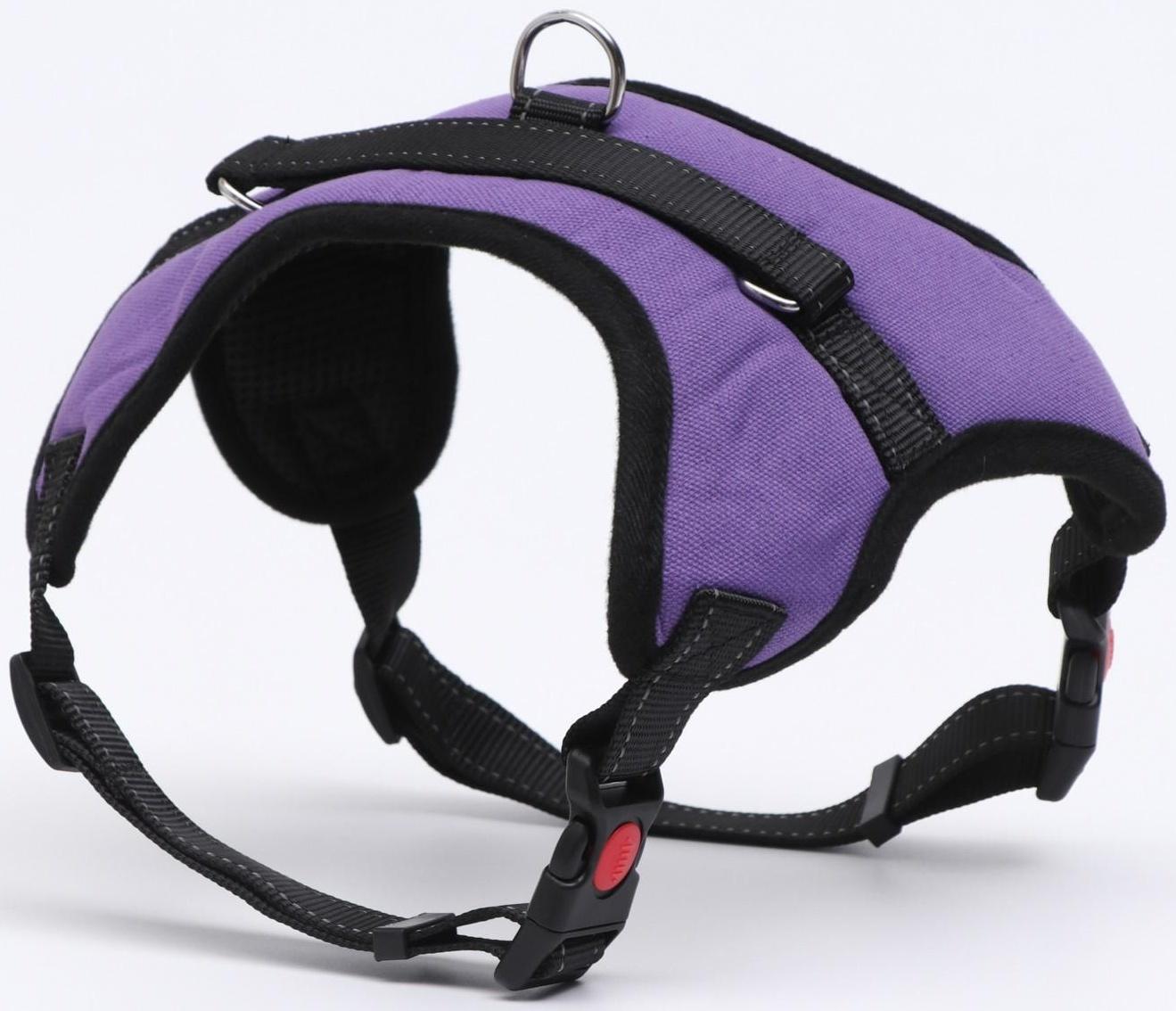 Шлейка мягкая со светоотражающаяи, XL, расширенная (ОШ 54-69, ОГ 64-86 см), фиолетовая