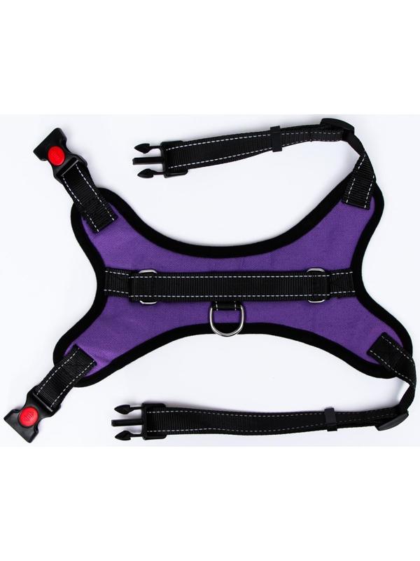 Шлейка мягкая со светоотражающаяи, XL, расширенная (ОШ 54-69, ОГ 64-86 см), фиолетовая