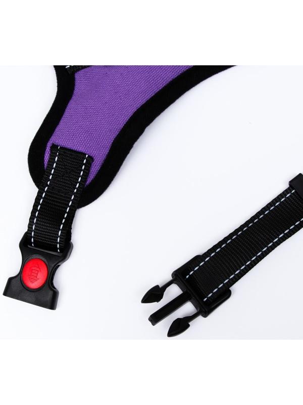 Шлейка мягкая со светоотражающаяи, XL, расширенная (ОШ 54-69, ОГ 64-86 см), фиолетовая