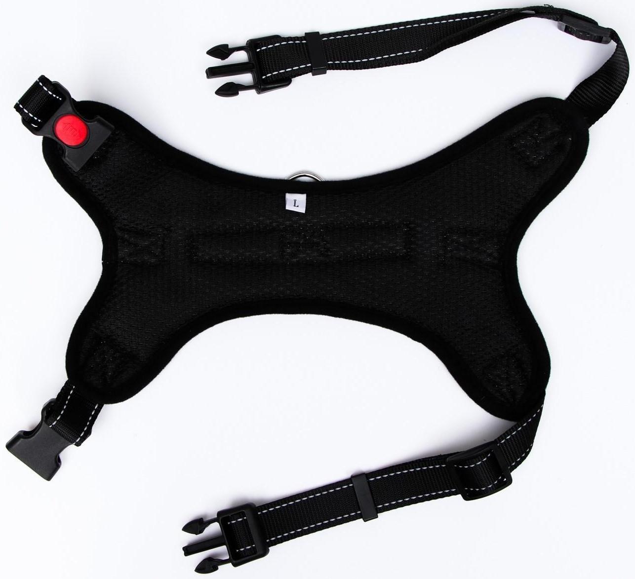 Шлейка мягкая со светоотражающими элементами, L (ОШ 54-69, ОГ 64-86 см), голубая хаки