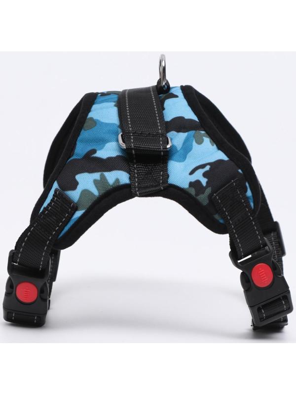 Шлейка мягкая со светоотражающими элементами, L (ОШ 54-69, ОГ 64-86 см), голубая хаки