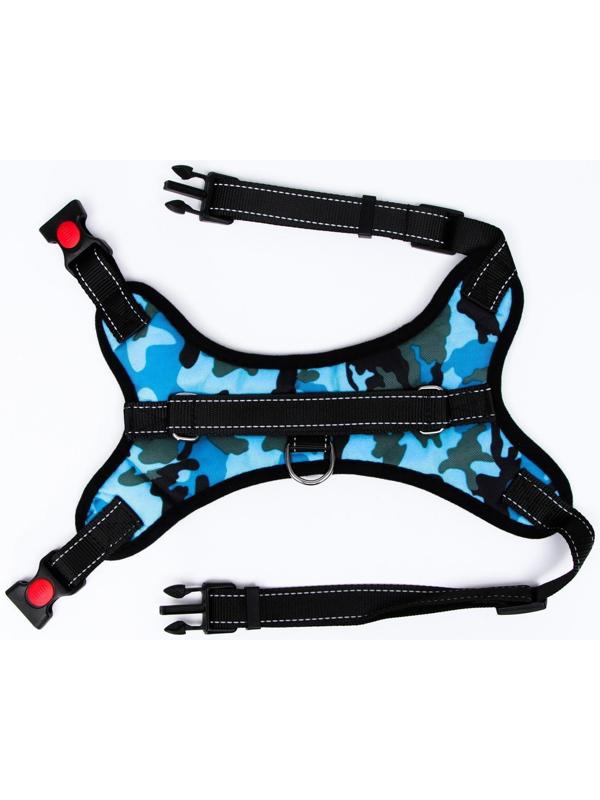 Шлейка мягкая со светоотражающими элементами, L (ОШ 54-69, ОГ 64-86 см), голубая хаки