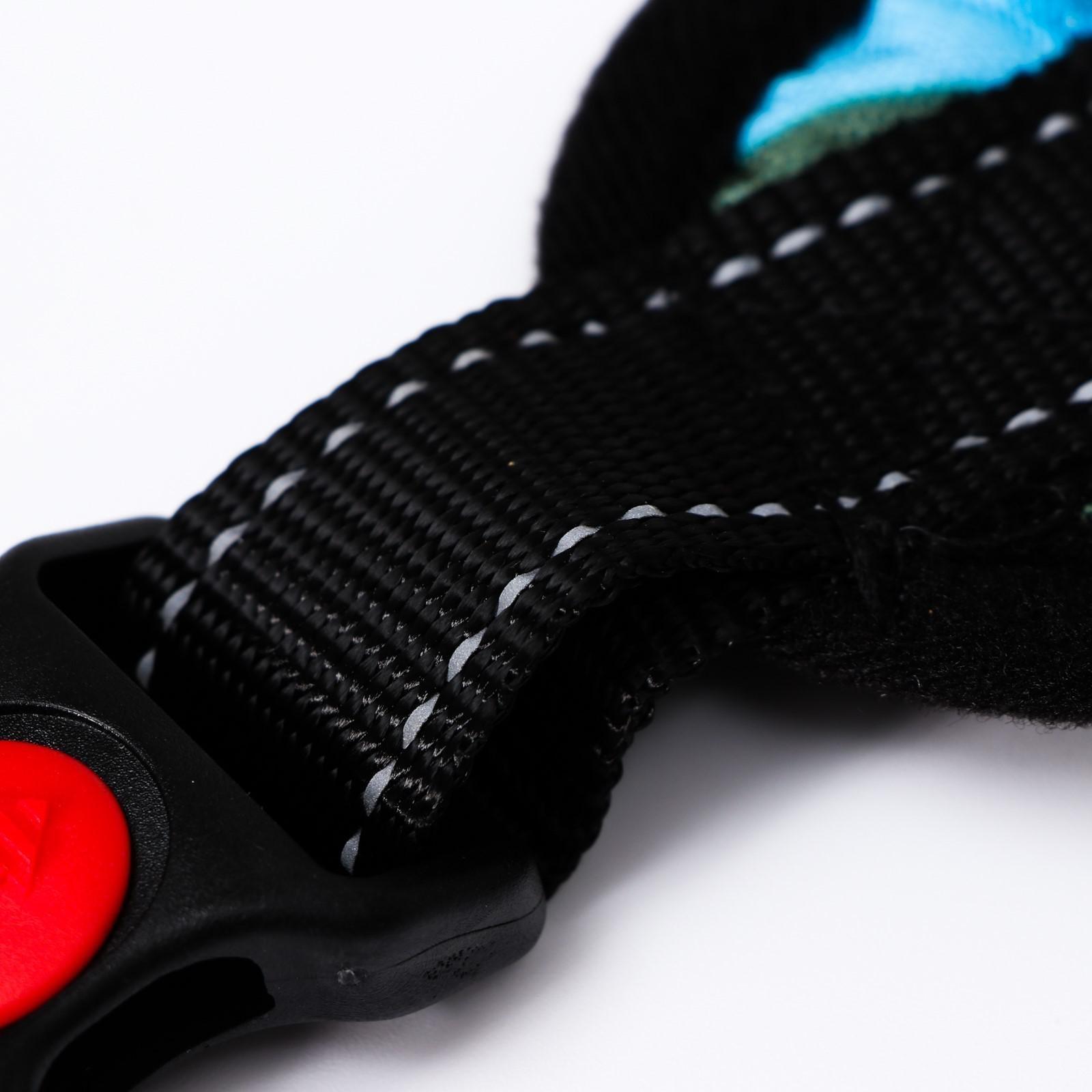 Шлейка мягкая со светоотражающая, XL, расширенная (ОШ 54-69, ОГ 64-86 см), голубая хаки