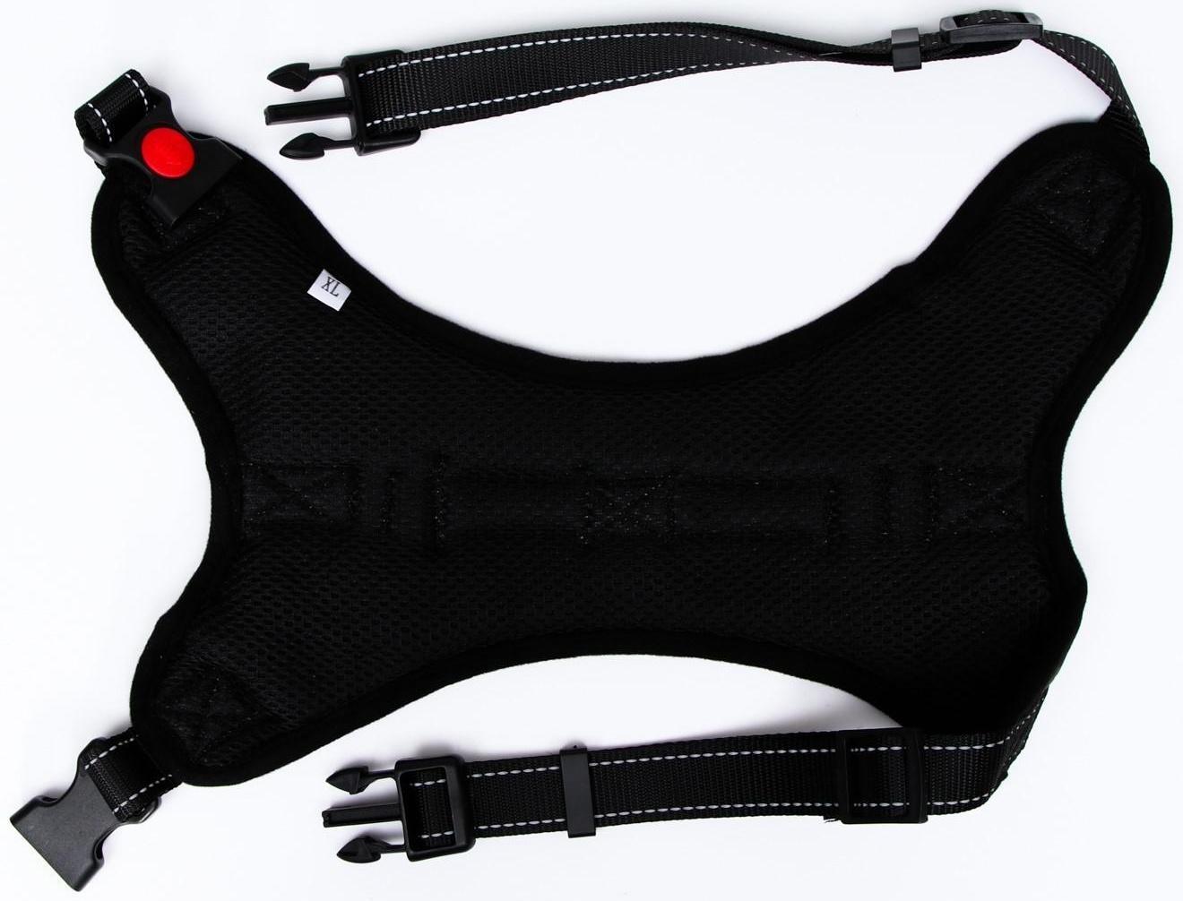 Шлейка мягкая со светоотражающая, XL, расширенная (ОШ 54-69, ОГ 64-86 см), голубая хаки